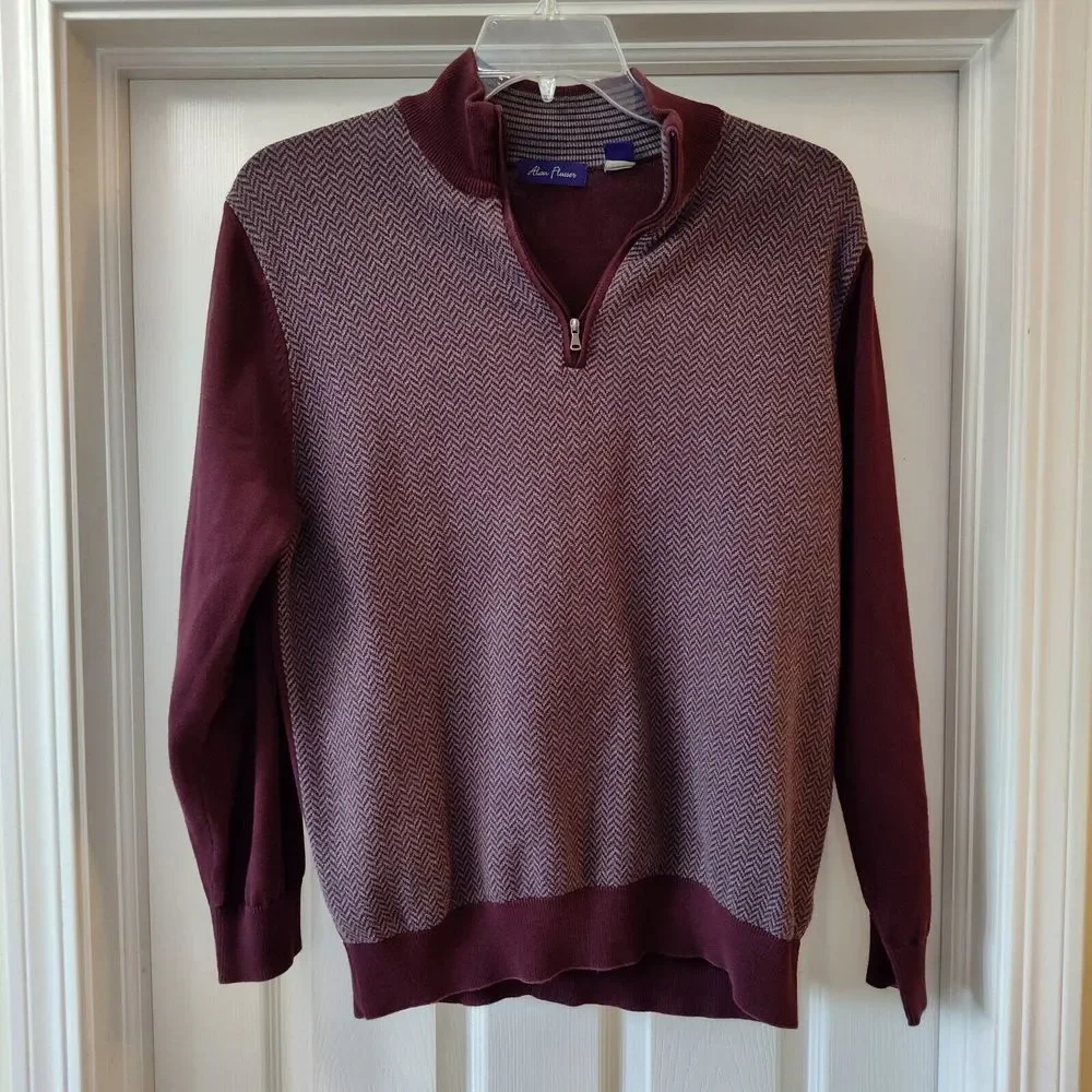 Alan Flusser‎ Mens Size L Quarter Zip Pullover Sweater